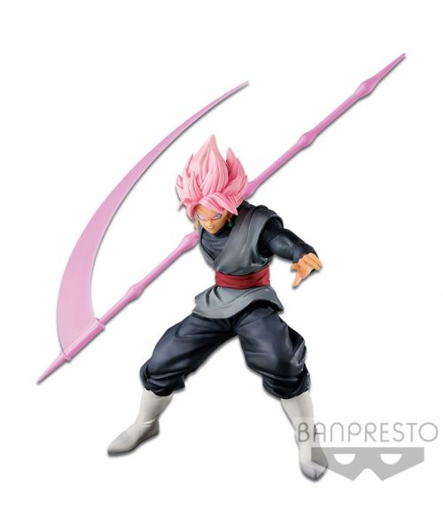 Super Saiyan Rose Goku Black joins Banpresto's World Figure Colosseum series. This figure was sculped by Jem Gonzales, and depicts Goku Black with his distinctive pink hair weilding his pink spear! This figure stands ~14cm tall and was the fan favourite i